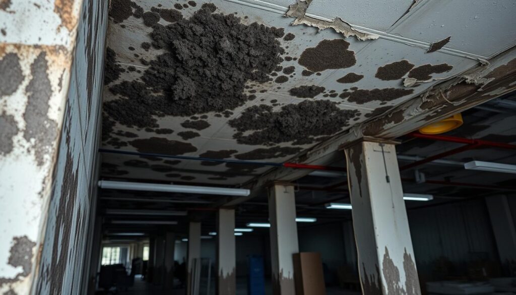 Signs of mold infestation in commercial buildings